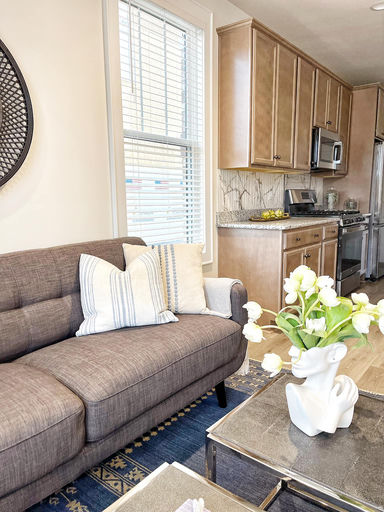 Open plan living room and kitchen staging — Richmond VA